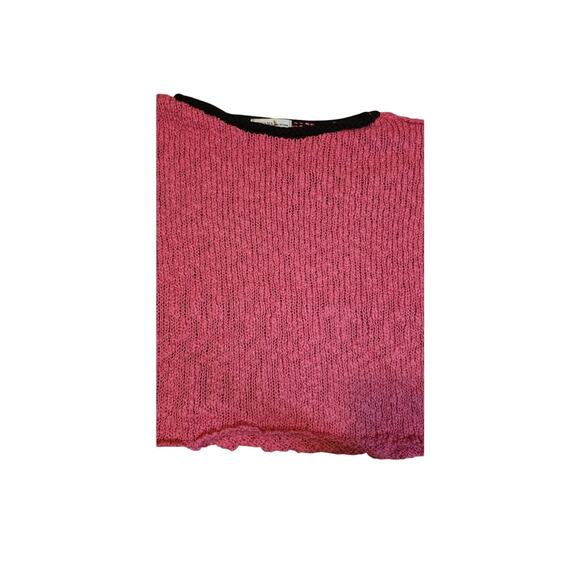 Zenana Textured Knit Sweater – Pink w/ Black – Cropped Fit - small - Picture 2 of 3